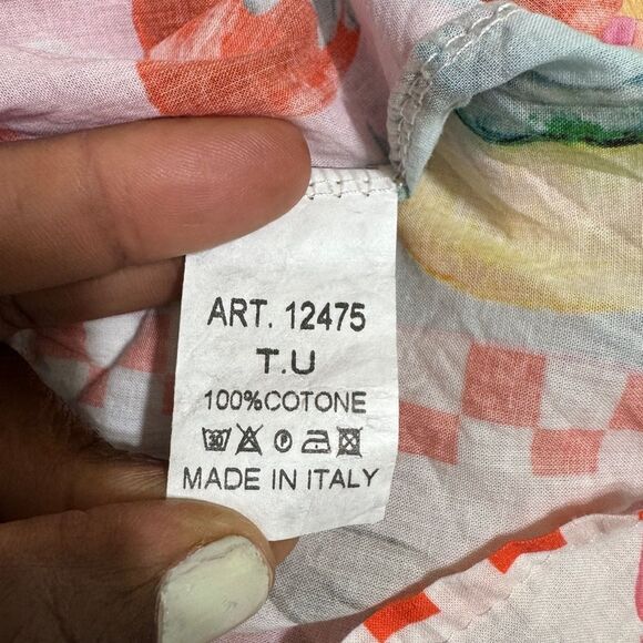 Made in Italy Fruit Print Cotton Wrap Top size S Artsy Colorful Maximalist Cute - Picture 8 of 8